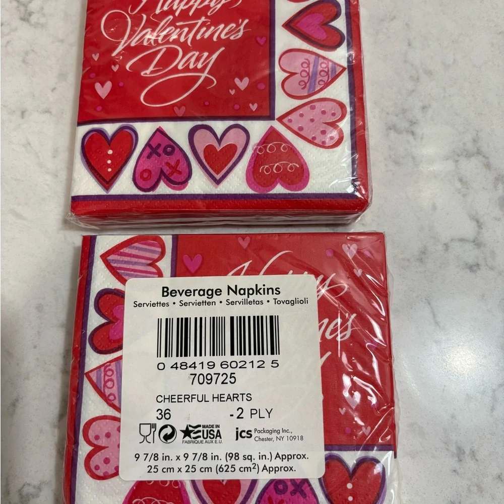 Valentine's Day Red Heart Paper Napkins - Festive Party Pack